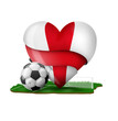 England flag with a soccer ball and playing field to support the sport and the passion it transmits.

