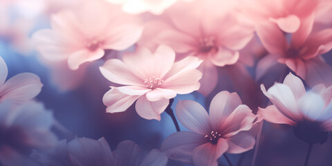 Wall Mural - Blur of delicate flowers in pastel colors for background