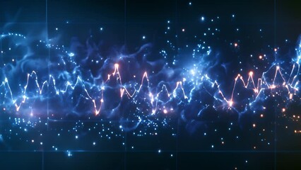 Fototapete - Abstract Digital Artwork of Blue and Orange Energy Waves