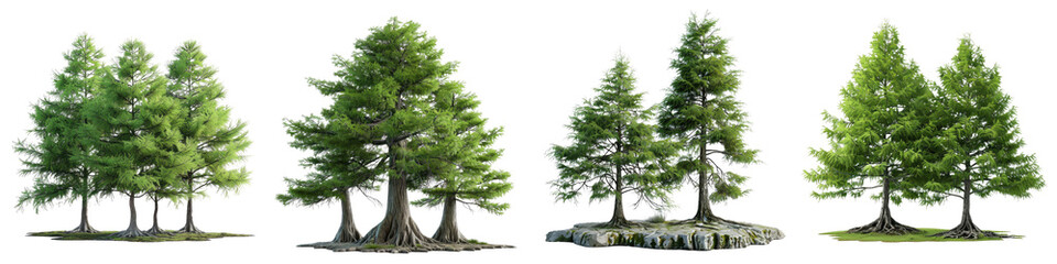 Wall Mural - Bald Cypress Trees  Hyperrealistic Highly Detailed Isolated On Transparent Background Png File