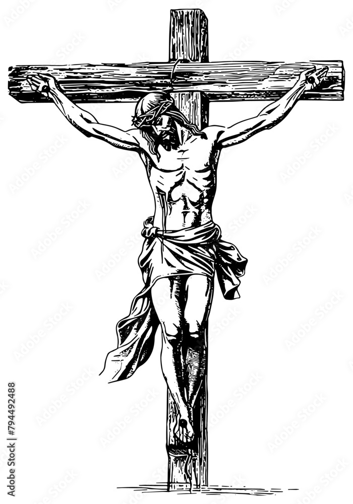 Jesus Christ on the cross illustration Stock Vector | Adobe Stock