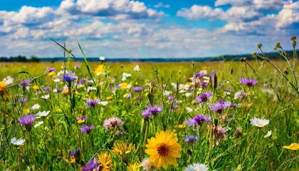 Wall Mural - abstract painterly painting with wild flower meadow