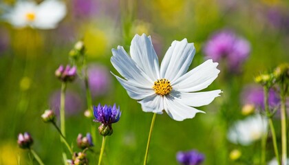 Wall Mural - wild flower meadow in spring generative ai