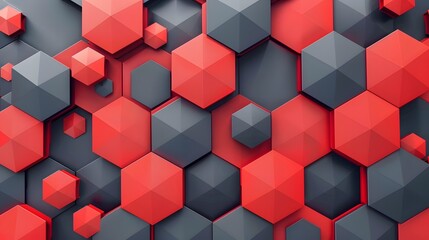 Wall Mural - Design a futuristic concept with an abstract geometric background featuring overlapping red hexagonal shapes