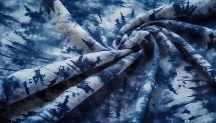 Wall Mural - pattern of indigo batik dye on cotton cloth dye indigo fabric b