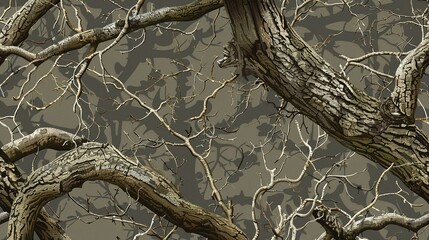 Sticker - Woodland Harmony: Seamless Camo Vector Pattern Embracing Real Tree Design