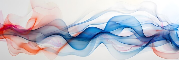 Wall Mural - Modern Abstract Composition of Blue and Gradient Red Curves on White Abstract