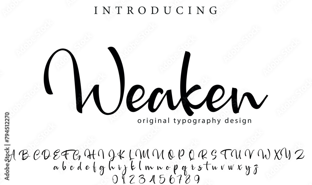 Weak Lettering Weaken Font Stylish brush painted an uppercase vector letters, alphabet ...