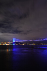 Wall Mural - view of the bosphorus and bridge at night, istanbul