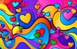 original colorful abstract wallpaper with swirls and shapes of hearts,