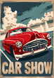affiche vintage représentant une voiture style années 1950