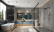 3d render of luxury bathroom with bath tub 