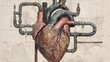 Illustration of heart and pipework