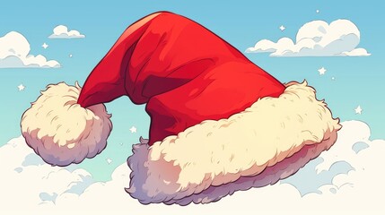 Poster - Illustration of a vibrant Santa hat rendered in a cartoon style available in 2d format