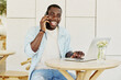 © SHOTPRIME STUDIO - Young man phone lifestyle communication mobile businessman sitting adult business person male