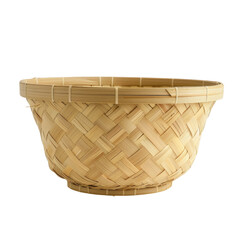 Wall Mural - A bamboo basket stands alone against a clear transparent background