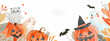 Cute Halloween banner with copy space