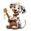 © hungryai - Illustration of a cute dog with a guitar on a white background