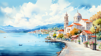 Wall Mural - view of the town of kotor