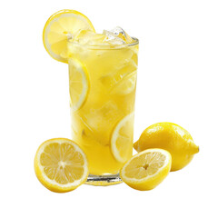 Wall Mural - A high quality photograph of zesty citrus lemonade set against a pristine transparent background with isolated transparency for versatile use