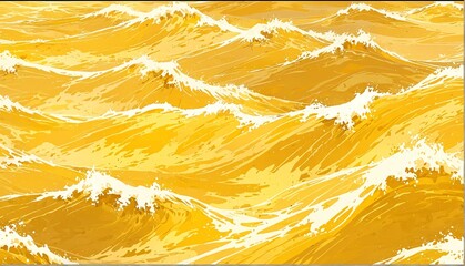 Sticker - yellow water waves art anime cartoon style background from Generative AI