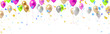 Celebration banner with balloons and confetti. Vector illustration.