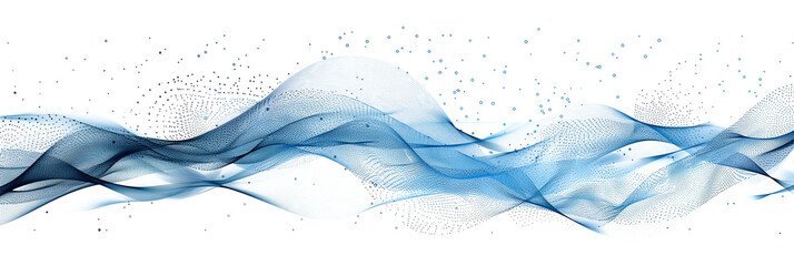 digital abstract blue dots and lines isolated on a transparent background