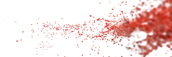Wall Mural - digital abstract red dots and lines isolated on transparent background