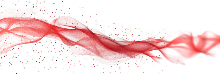 Wall Mural - digital abstract red dots and lines isolated on transparent background