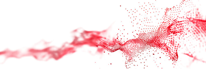 Wall Mural - digital abstract red dots and lines isolated on transparent background
