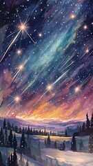Wall Mural - Starlit Twilight over Snowy Wilderness