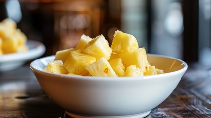 Wall Mural - A bowl of pineapples on a table