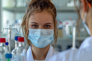 Lab technician analyzing samples in hospital laboratory 