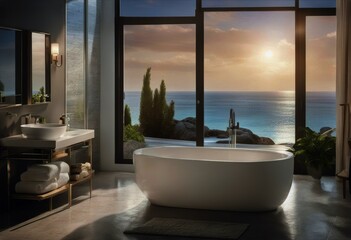 Wall Mural - sea view bathroom illustration Stylish