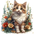 Enchanting Pixel Art Flower Cat A Whimsical Feline Transformed into Nostalgic 8 Bit Charm
