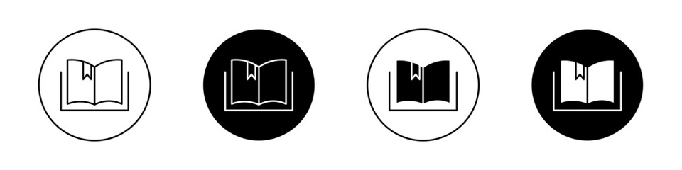 Wall Mural - Book bookmark icon set. study book favorite page mark ribbon vector symbol in black filled and outlined style.