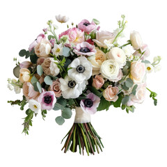 Wall Mural - Discover the stunning bouquet of anemones roses ranunculus matthiolas tulips eucalyptus and narcissus perfect for weddings or special occasions This exquisite flower arrangement is available