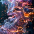 Abstract quantum realm, particles and waves in vibrant motion
