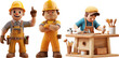 3d cartoon illustration of workers with tools
