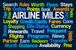 Airline Miles Word Cloud on Blue Background