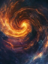 A Fiery Orange And Yellow Vortex Of Stardust And Cosmic Energy Swirls Against A Backdrop Of Deep Space.