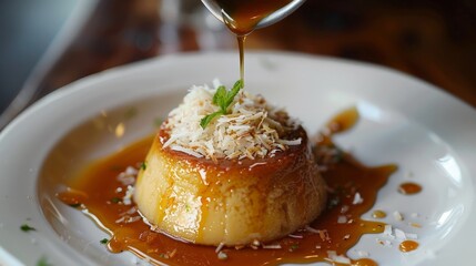 Poster - A small dessert on a plate with a spoon