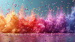 Colorful confetti explosion for celebration, Confetti in a rainbow of colors bursting outwards with a slight motion blur