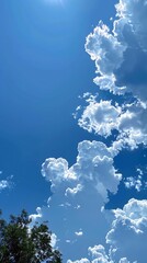 Wall Mural - generative ai : light blue cloud in bule sky moving by soft wind