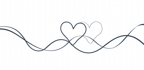 simple line art of two hearts on a single wavy path