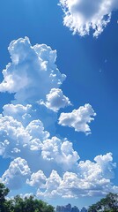 Wall Mural - generative ai : light blue cloud in bule sky moving by soft wind