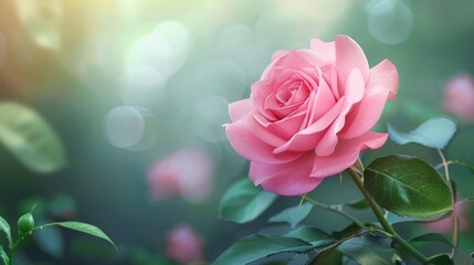 Wall Mural - Pink rose blooming in garden