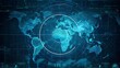 © pisan thailand - Futuristic Digital World Map with Radar Monitoring System for Global Intelligence and Cybersecurity