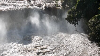 Canvas Print - Cassilandia, Mato Grosso do Sul, Brazil - 04 18 2024: Salto Do Rio Apore tourist spot in cassilandia waterfall