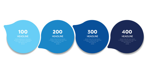 Wall Mural - 4 elements scheme, diagram. four empty connected circles. infographic template.